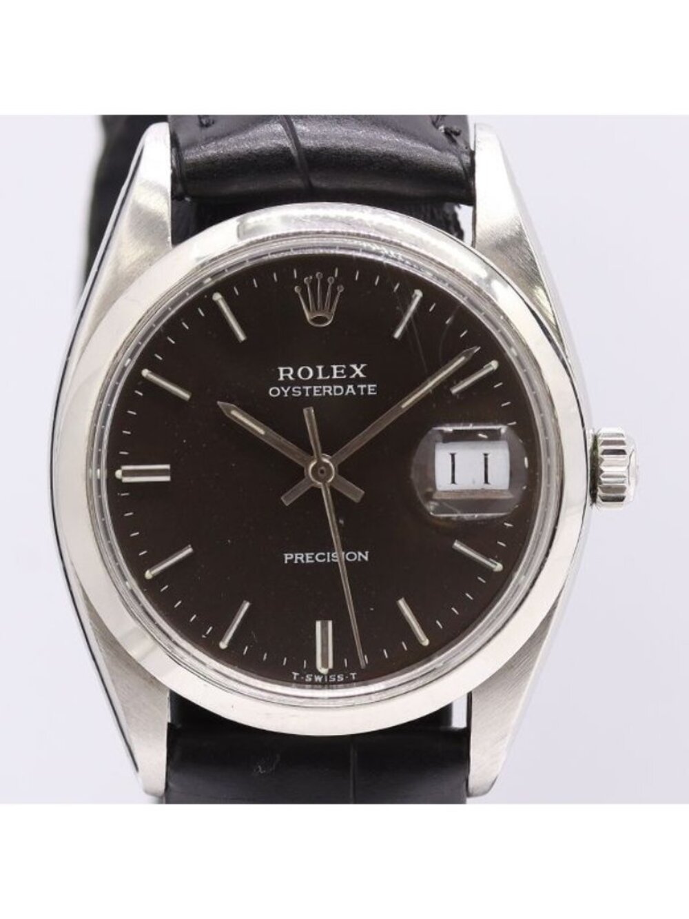 Rolex Precision Manual Wind Date Black Dial Watch